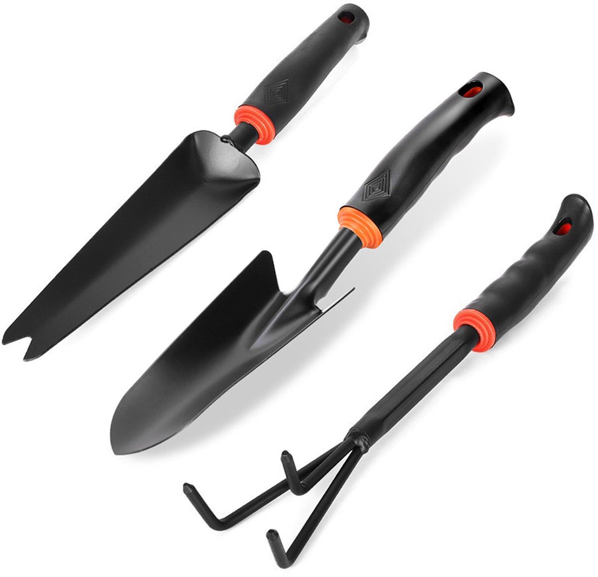 Tuingereedschapsset, 3-delig, kleine tuinschep, traditionele handtuingereedschapset, inclusief tuinspade, V-spade en hark met drie tanden