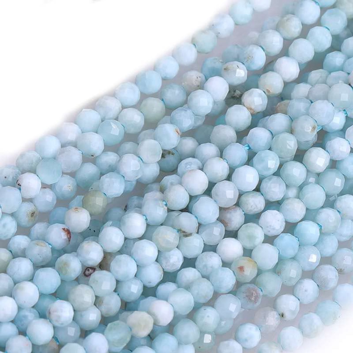 3 mm blauwe larmiar natuurlijke edelsteen facet ronde halfedelstenen losse rocailles voor het maken van sieraden 38 cm streng