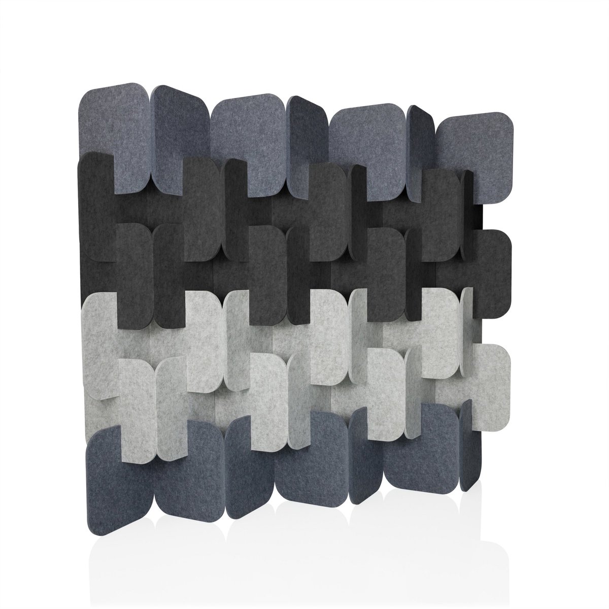 Akoestische scheidingswand FLEXMIUT PLUG PET set van 6 163x170x25cm grijs/lichtgrijs/donkergrijs hjh OFFICE