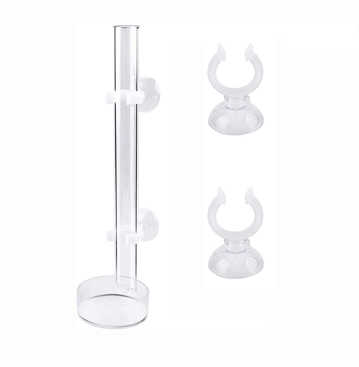 Aquarium voedingsbuis, glazen visvoederbak met garnalenschotel en 2 zuignappen (20 cm)