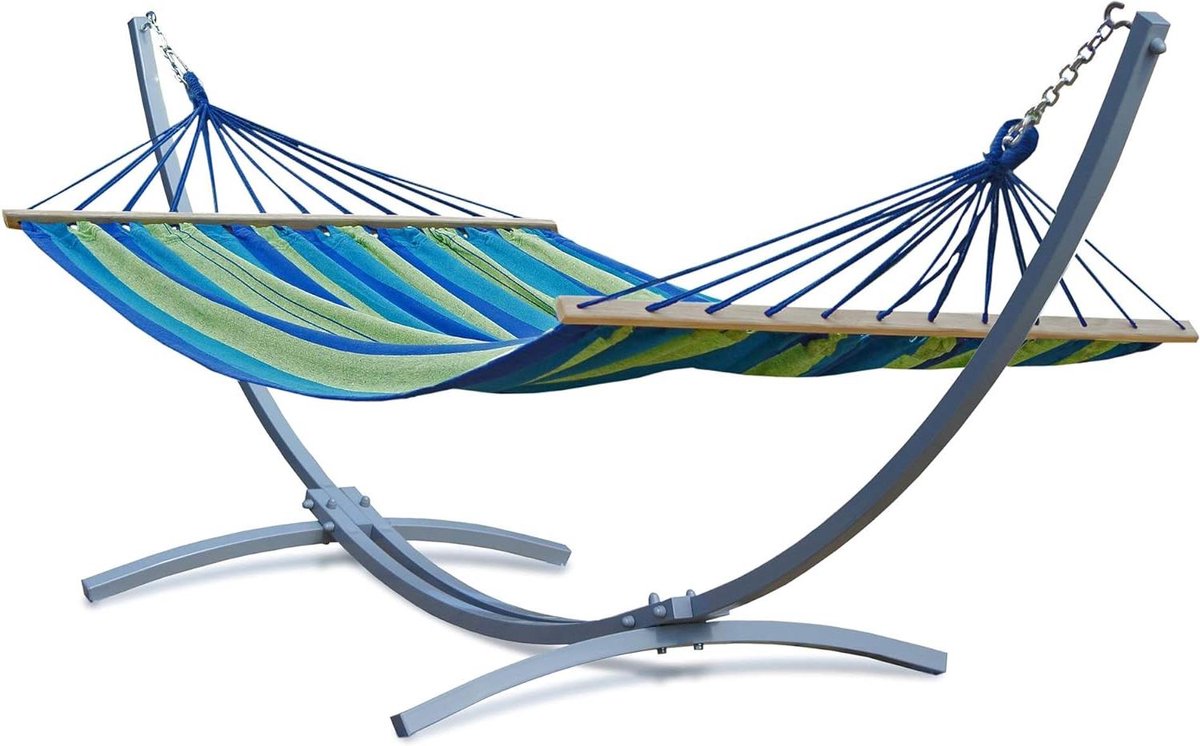 Hangmat met Standaard - Dubbele Hangmat XL Hangmat - Ontspannen in de tuin - Stabiel Stalen Frame