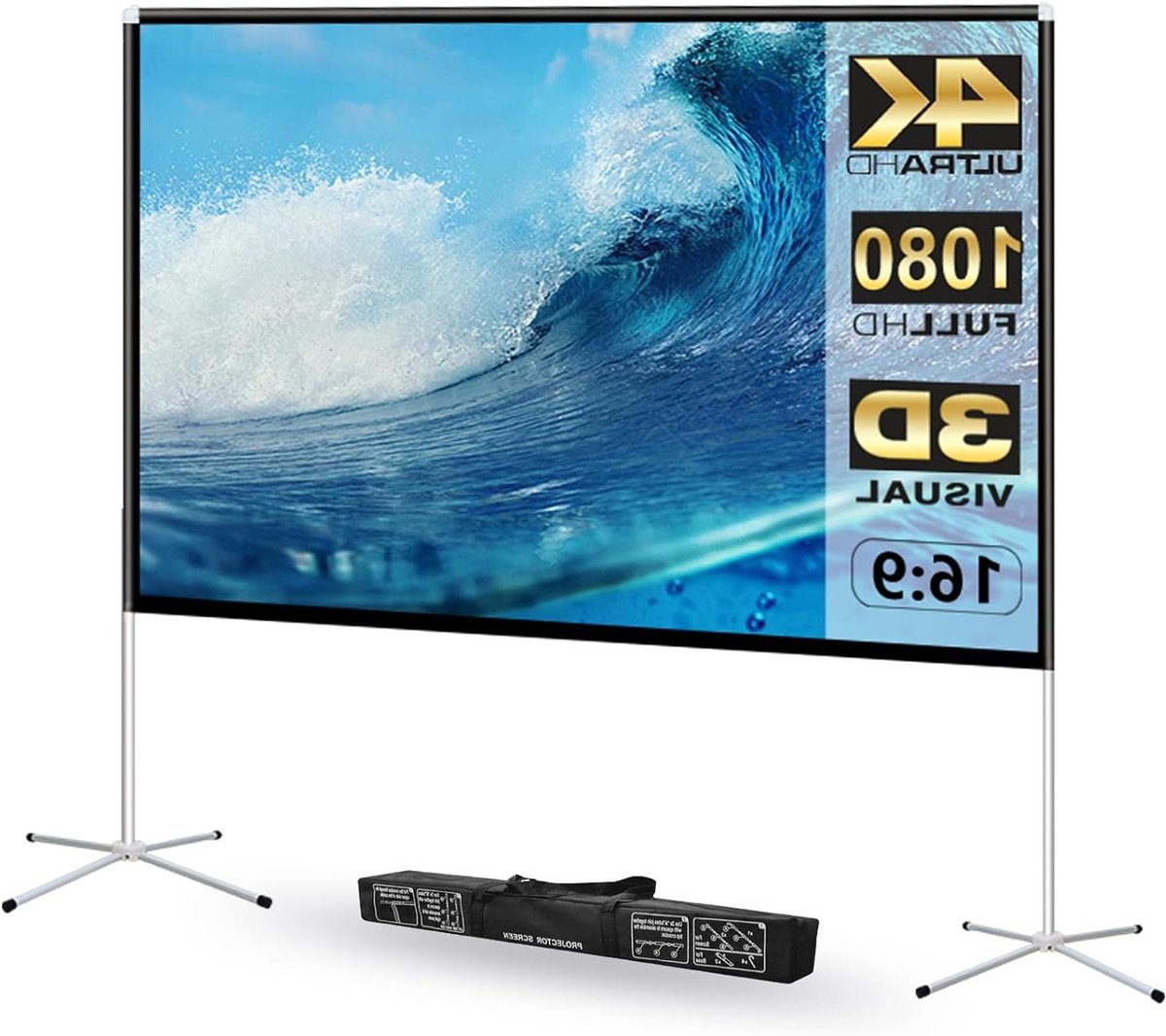 Projectorscherm Buiten - Draagbaar Filmscherm - Thuisbioscoop Creëren - Kreukvrij Polyester Doek - 120 Inch - Wit