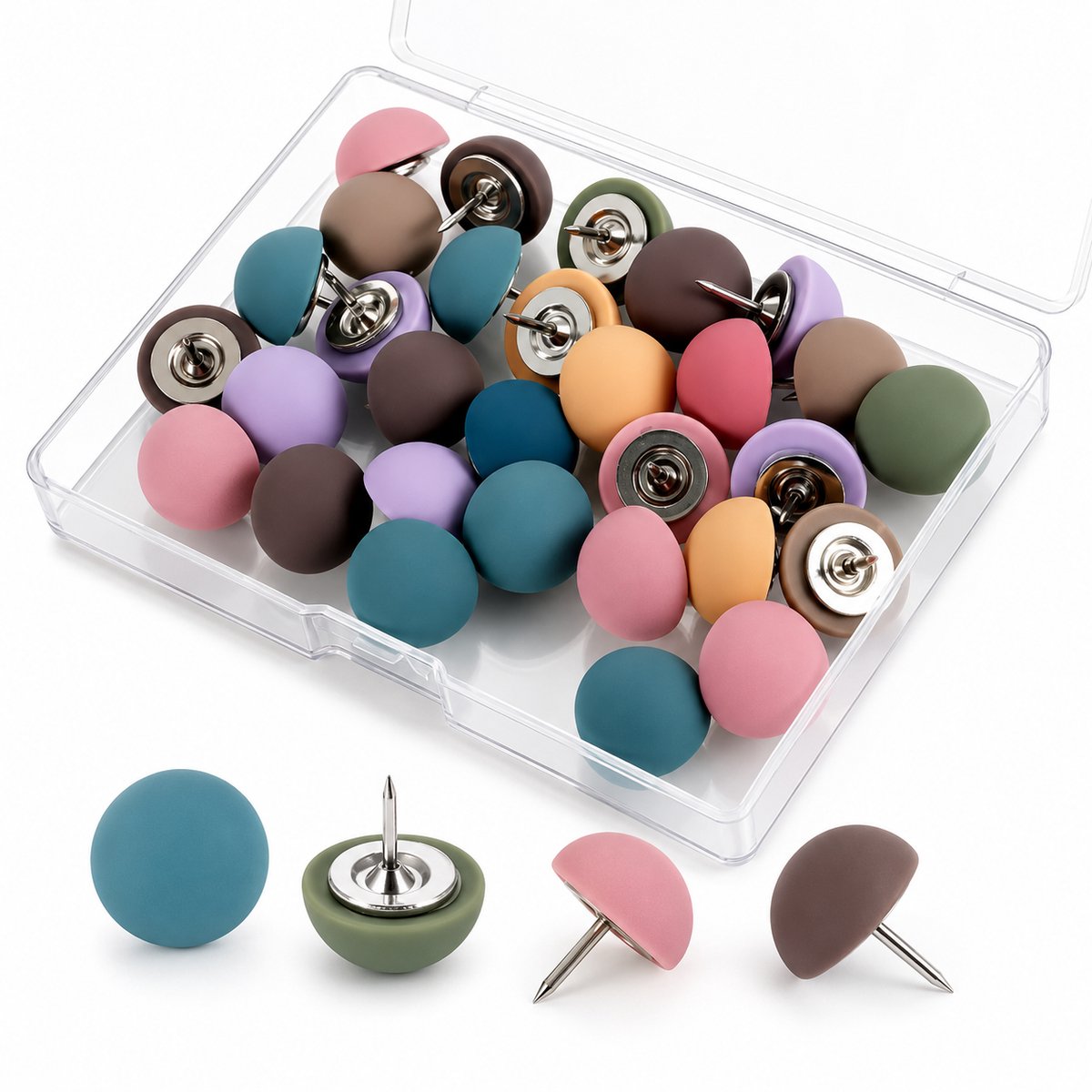 VHV - Punaises - 50 Stuks - Matte Morandi Kleuren - Voor Prikbord
