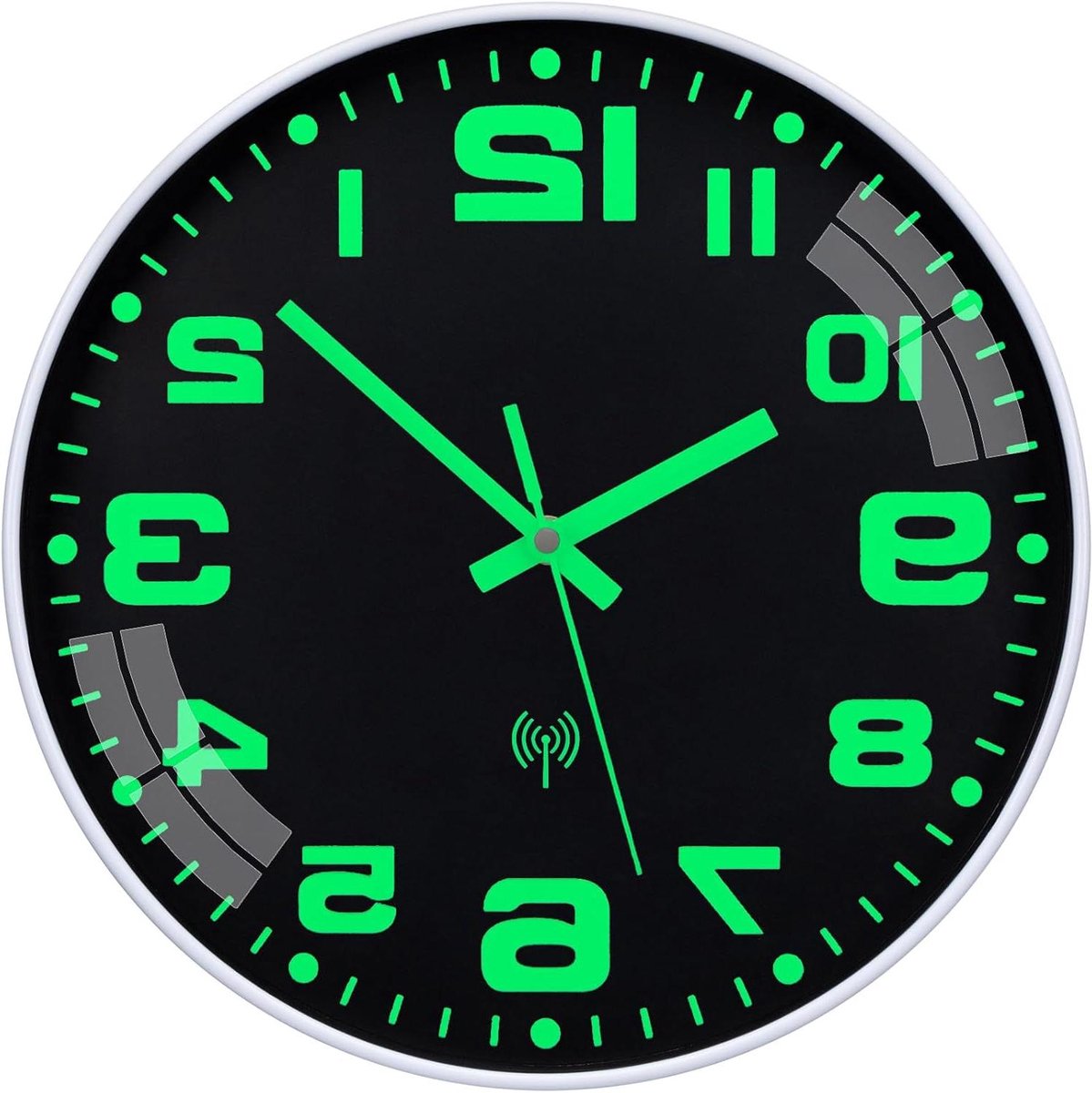 Wandklok Radio - Stille Klok - Tijd Weergeven - Automatische Tijdsinstelling - 25 cm - Zwart