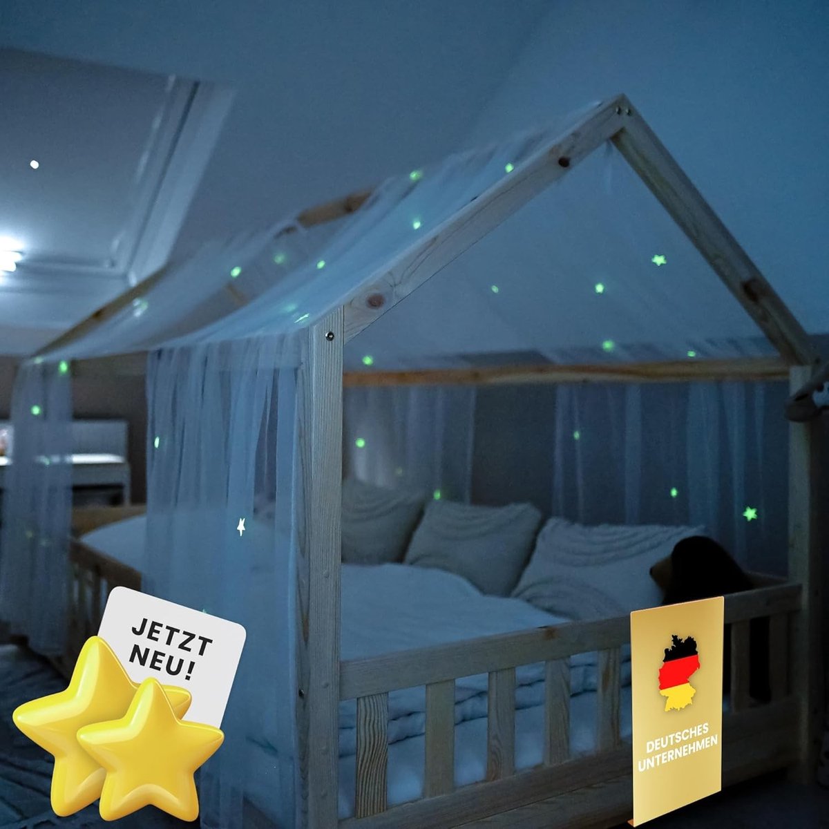 Sterrenhemel Gordijnen - Wit - 90 x 200 cm - Decoratieve Hemel met Helder Sterren - Voor Kinderkamer