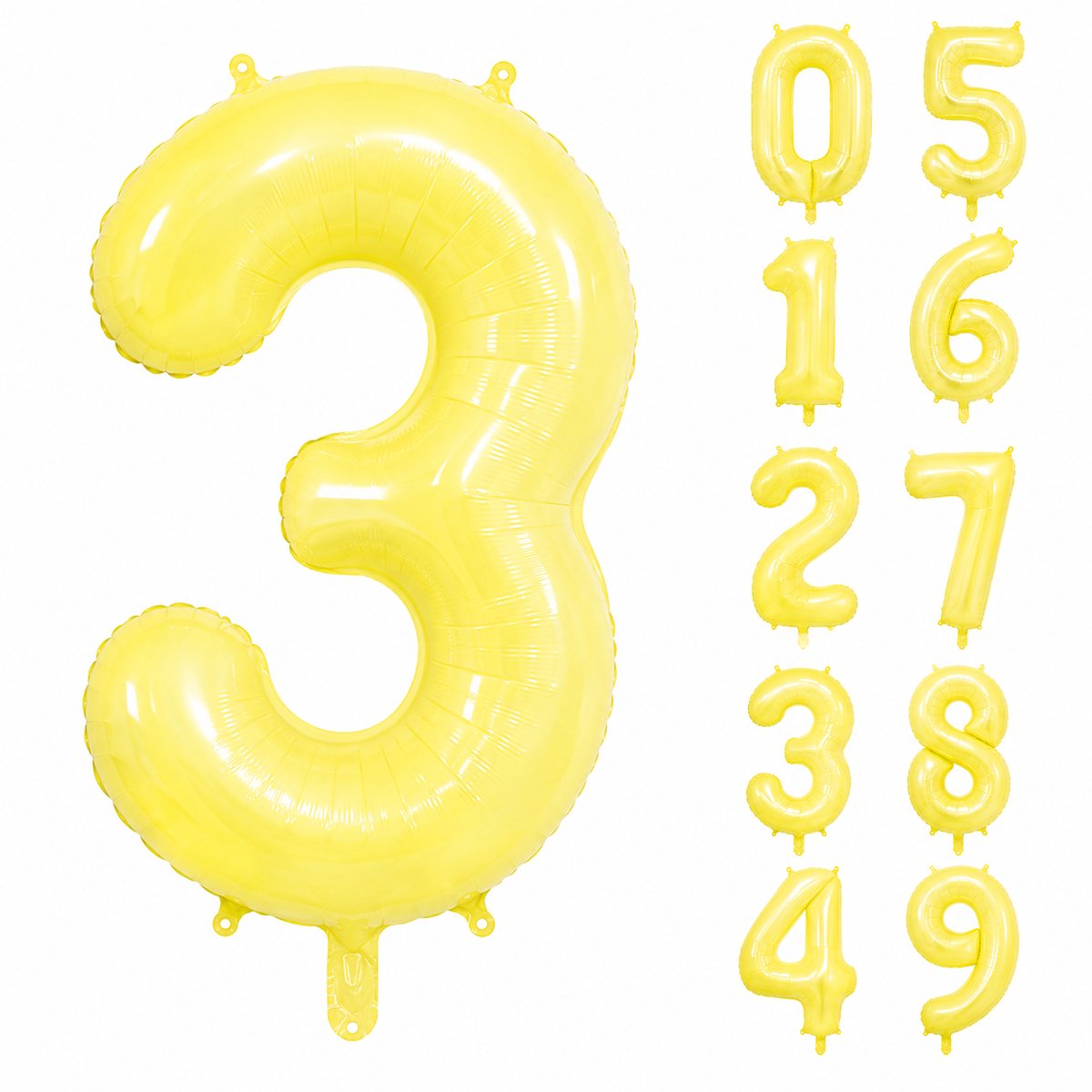 Fienosa Geel Cijfer 3 Ballon 101 CM - Nummer 3 - Cijferballon - XL Folieballon - Helium Ballon - Feestversiering - Verjaardag - Leeftijd - Getal