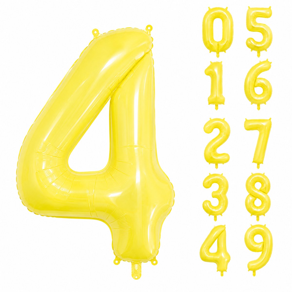 Fienosa Geel Cijfer 4 Ballon 101 CM - Nummer 4 - Cijferballon - XL Folieballon - Helium Ballon - Feestversiering - Verjaardag - Leeftijd - Getal