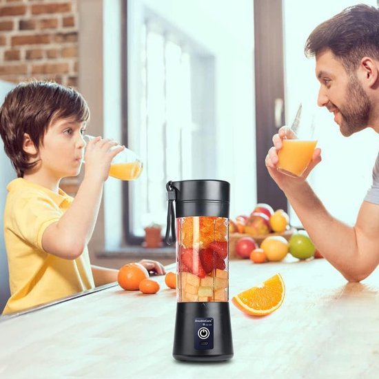 Mixer Beker - Draagbare Blender - Gezonde Drankjes Maken - Zes Roestvrijstalen Bladen - 380ml Capaciteit - Zwart — afbeelding 3