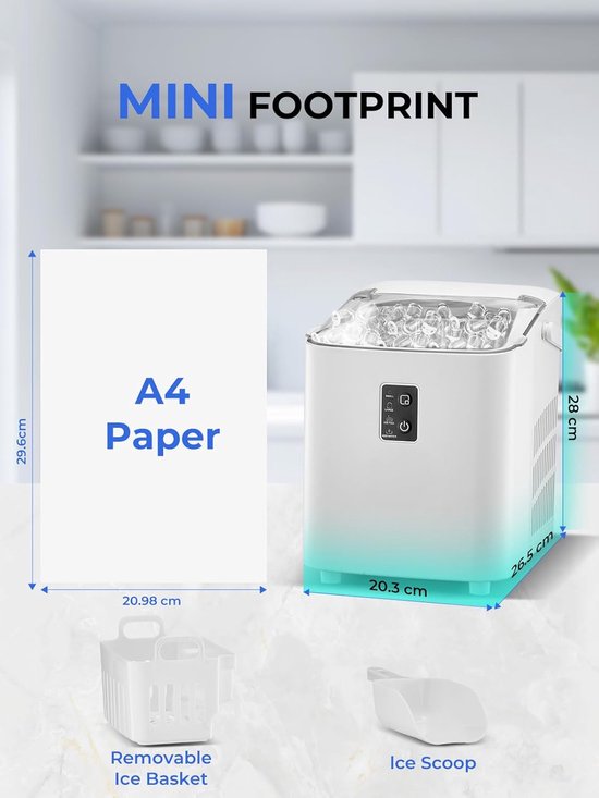 IJsmachine - IJsmaker Blokjes - Drankjes Koelen - Snelle IJsvorming - 14kg per 24 uur - Wit — afbeelding 3