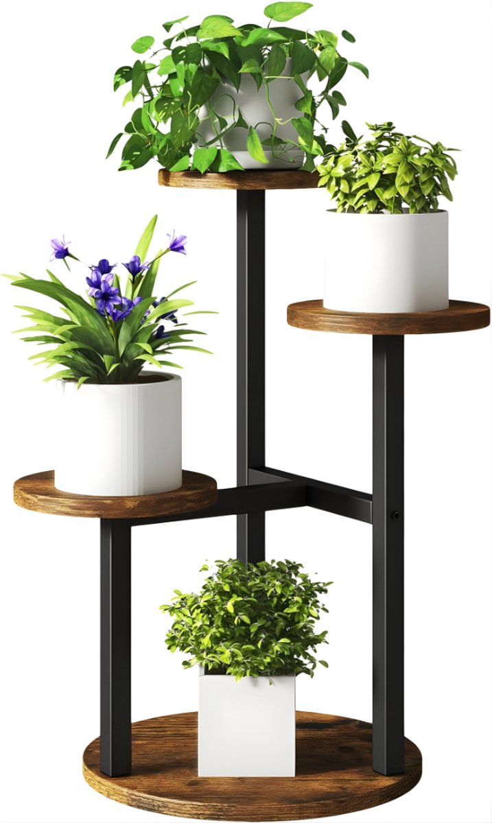 Ploutos®Plantenrek - Decoratieve Plantenstandaard - Plantenstandaard Binnen - Bruin - 30cm x 30cm x 53cm