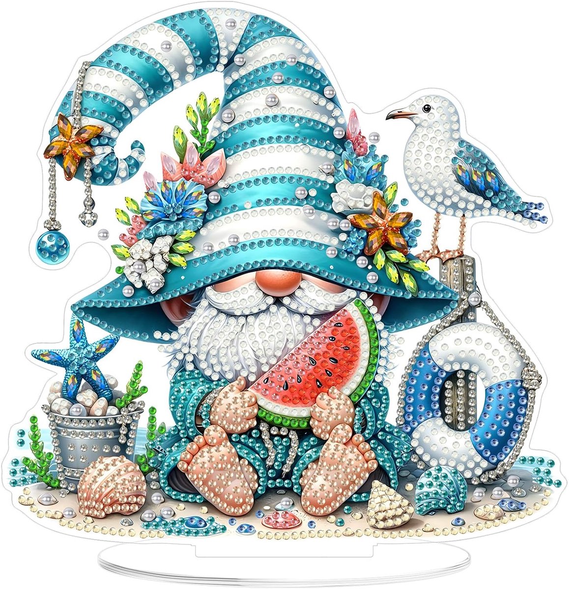 Tafelblad Diamond Art Beach Kits voor Volwassenen Kinderen, DIY Dubbelzijdige Kabouters Diamant Schilderij Desktop Ornament, Speciaal Gevormd Diamant Schilderen Gem Craft Bureau Top Kits voor