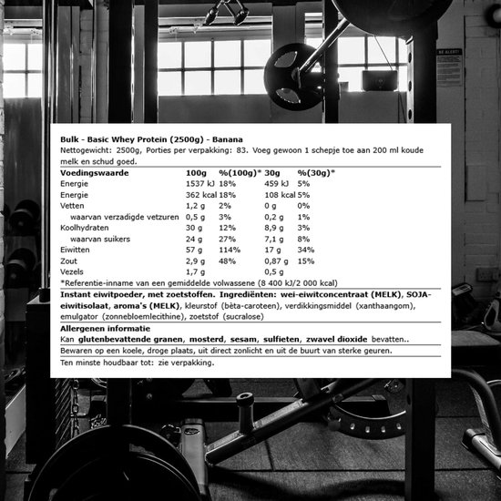 Bulk Basic Whey Protein (2500g) Banana - Eiwitten - Wei-eiwit concentraat — afbeelding 2