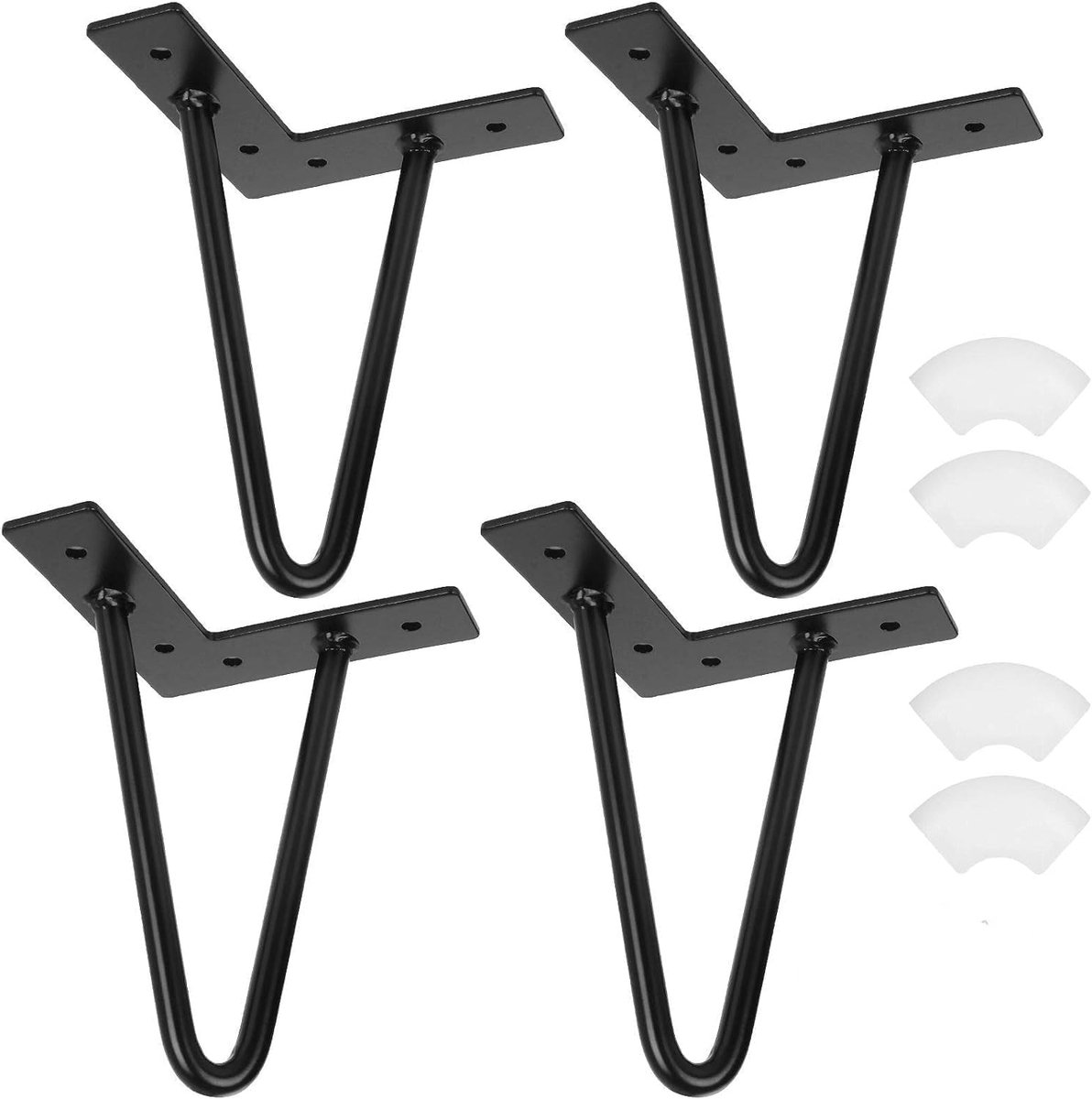 Hairpin Poten 10cm 4 Stuks Hairpin Tafelpoten Zwart | U-vormige meubelpoten voor salontafel, tafelpoten metaal zwart, haarspeld tafelpoten en bijzettafel
