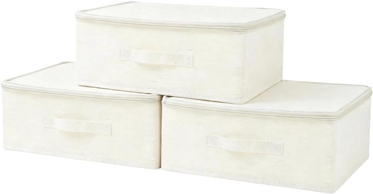 Set van 3 opbergkubussen in stofkunst, opvouwbare opbergdoos, mand en opbergdozen voor kleding, kussens en speelgoed, beige