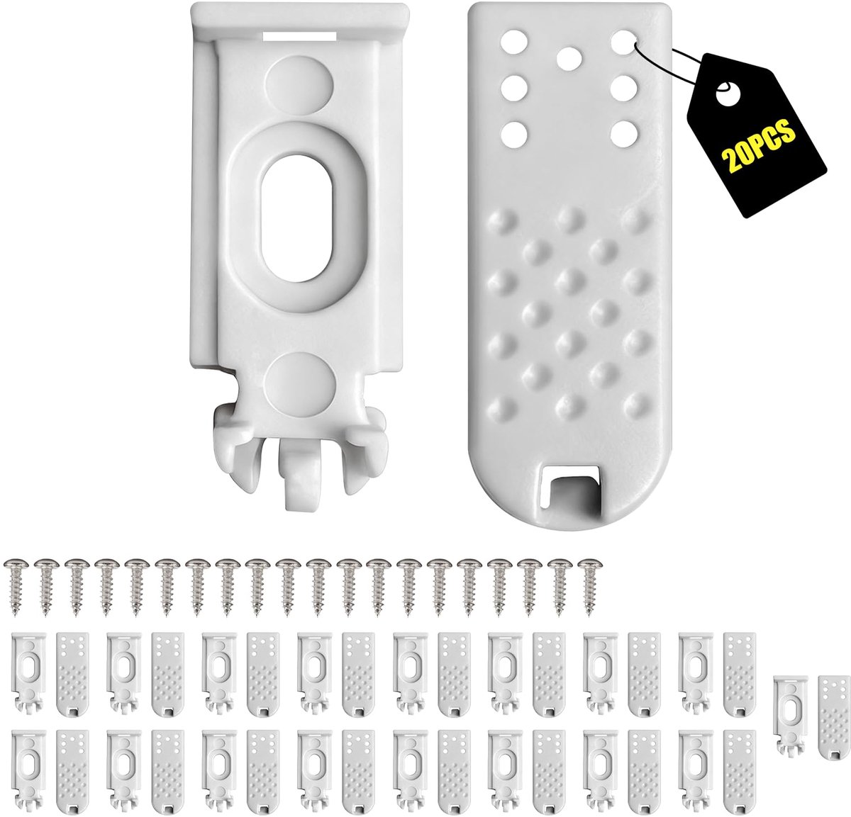 20 Kit Megaset 40 Stuks Plissee Onderdelen De ultieme complete oplossing Los 3 montageproblemen op (klemmen, spannen, lijmen) Inclusief alle dragers, spanschoenen, kleefpads