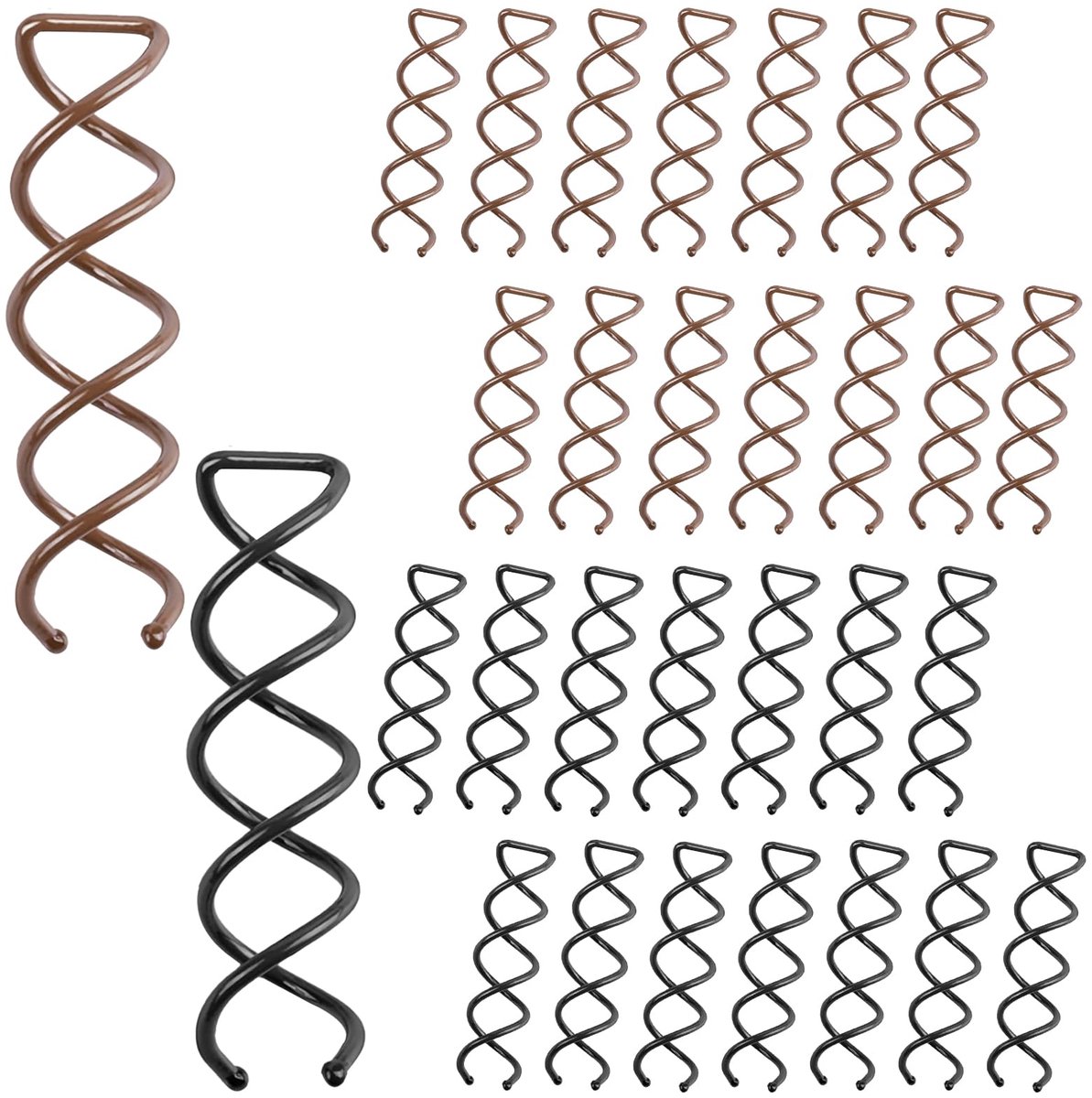 60 stuks 4,96 cm legering spiraalvormige bobbyspelden met afgeronde punten, niet-kras haarspiralen schroef, kurkentrekker spinspelden voor haarknot, krullende styling doe-het-zelf vrouwen