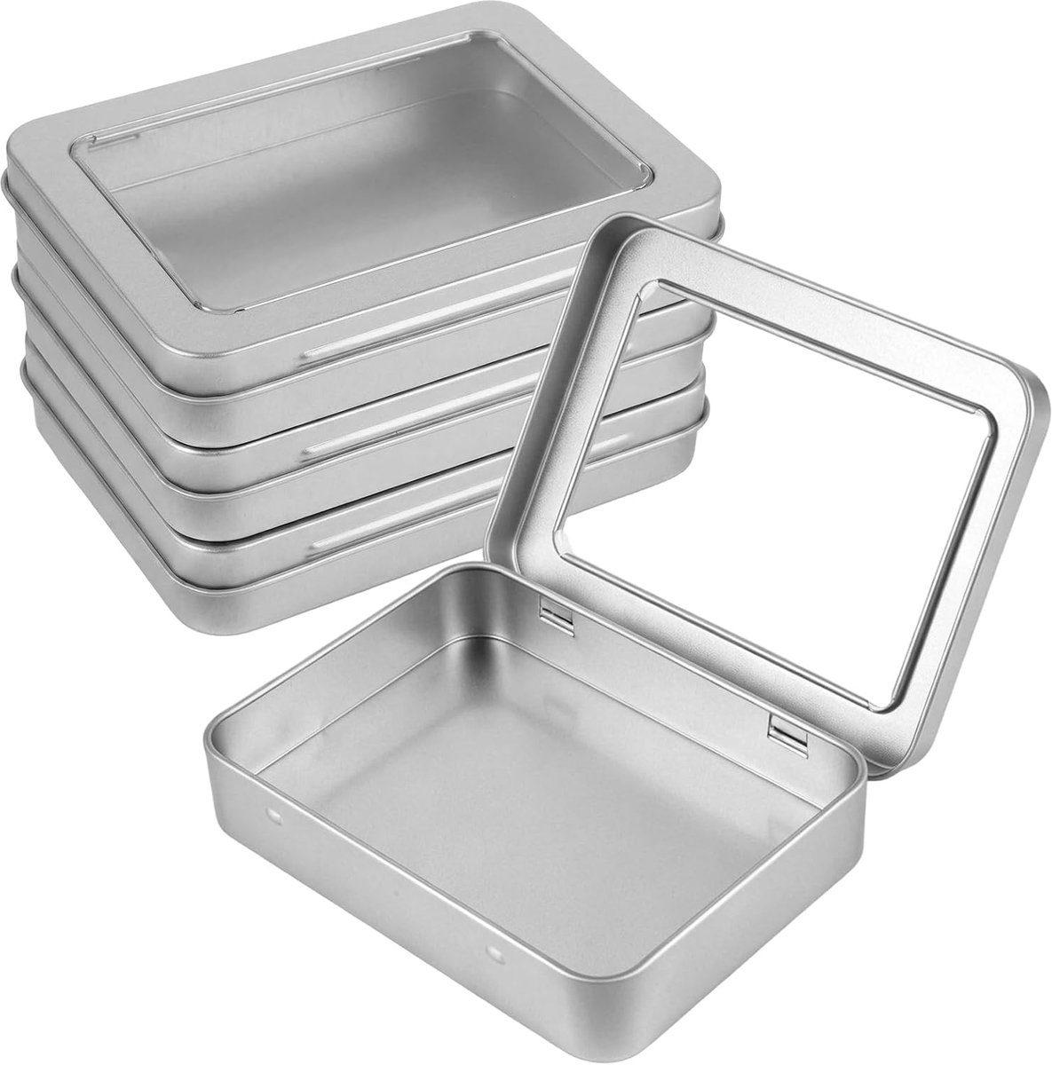 4 Stuks Blikken Blik met Deksel 10,5 cm×8,5 cm×2,3 cm | Metalen Dozen met Deksel Klein voor Munten, Sieraden, Snoepjes, Kleine Items
