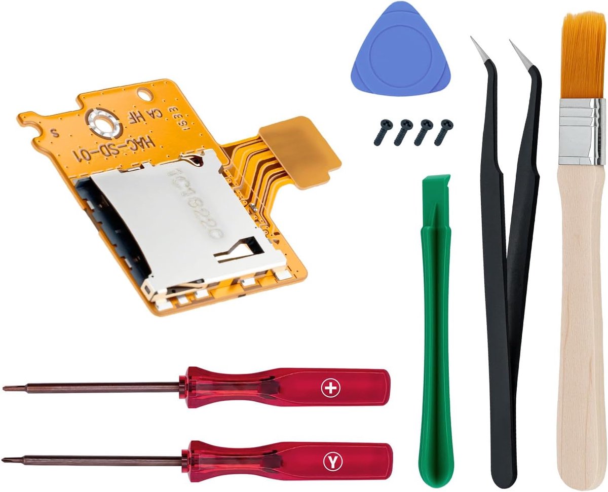 Vervangende micro-SD-kaartlezer voor Nintendo Switch HAC-001, vervanging voor SD-kaartlezer, met reparatiegereedschapsset