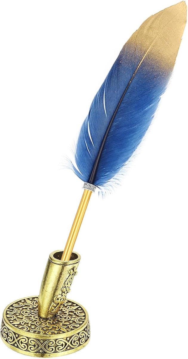 Balpennen Bulk, Metalen Houder Zwarte Inkt Vintage Quill Schrijven Pennen voor Kantoor Bruiloft Handtekening, Donkerblauw