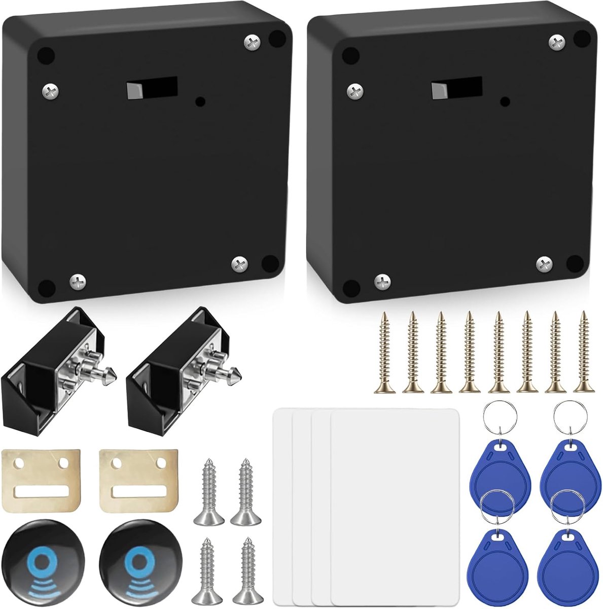 2 stuks elektronisch kastslot: RFID-slot, slim ladeslot met 2 sleutelhangers en 2 RFID-kaarten, verborgen sloten voor dubbele deurkast, lade en houten kast