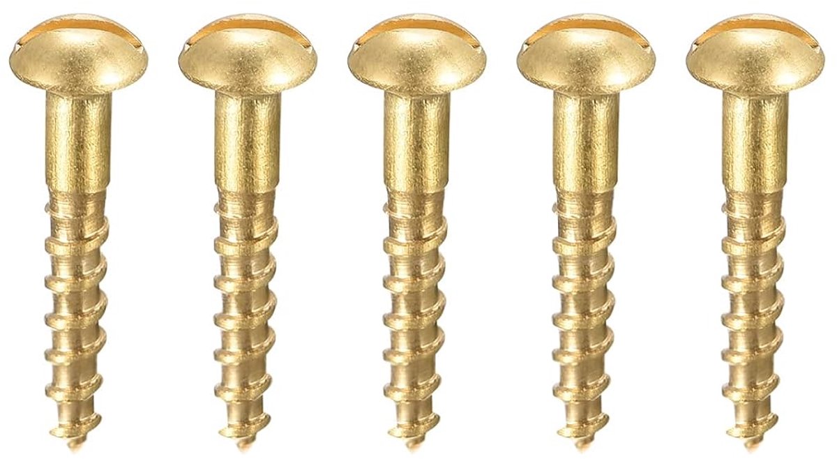 Houtschroeven M1,6 x 8 mm sleuf ronde kop messing plaatschroef