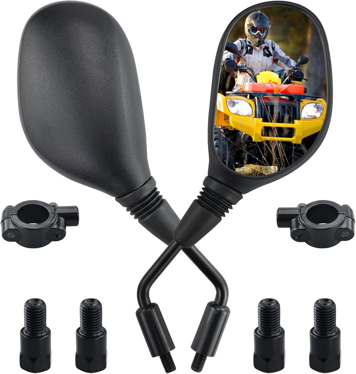 vervanging voor motorfiets, motorspiegel met 8 mm en 10 mm schroeven, voor 7/8 inch stuur, 360 graden instelling, voor scooters, fietsen