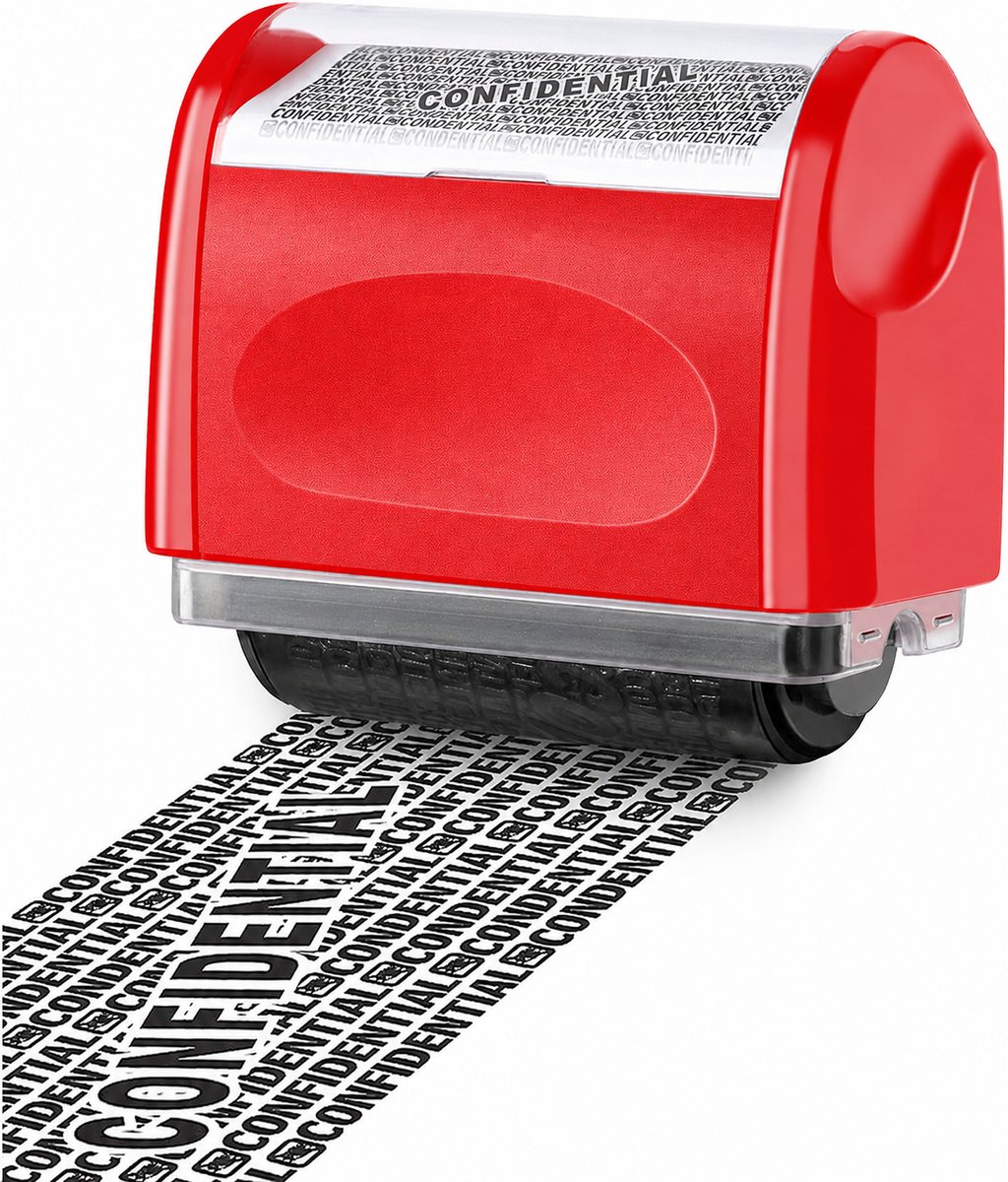 BOTC Privacy Roller Stempel - Identiteitsbescherming voor Adressen & Persoonsgegevens - Adresstempel voor Documenten, Post & Pakketten - Rood