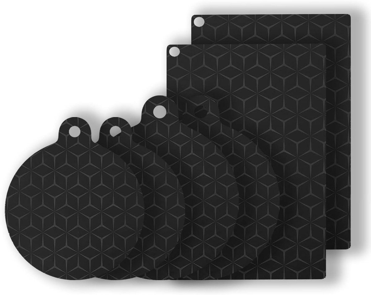 Inductie Beschermmat Kookplaat Mat Koken in keuken Hittebestendig Materiaal 6 Stuks Zwart Ruit