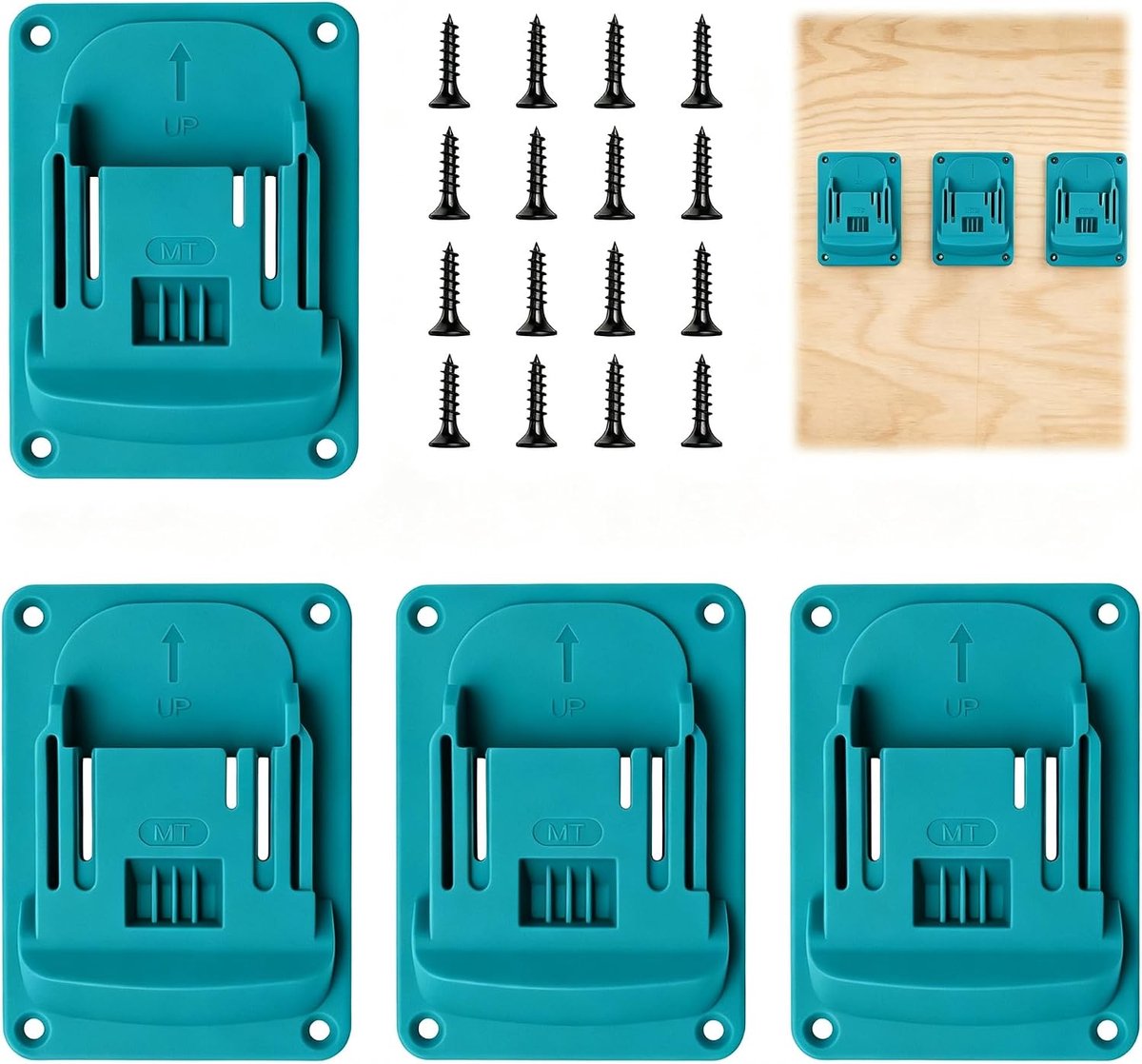 5 x Wandhouder Gereedschapshouder voor Elektrisch Gereedschap | Wandhouder Set, Accuschroever Houder met 20 Schroeven voor Werkplaats, Garage, Blauw