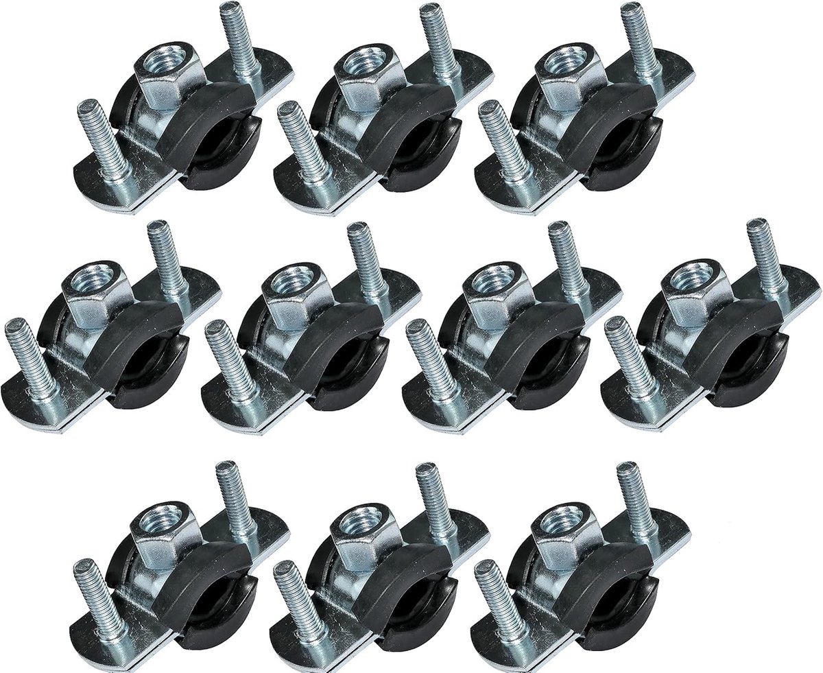 - Set van 10 - ISOofoonklemmen - bevestigingshouder met afdichting - voor buis Ø 1/4'' 12-16mm - DIN EN 10111 - van verzinkt staal - om te schroeven
