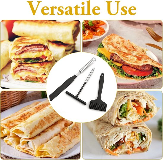 Verteiler Und Spatel - Teigverteiler Wender Für Crêpes Maker - Edelstahl Und Silikon Backwerkzeuge Für Zuhause Küche Backen Kochen — afbeelding 3