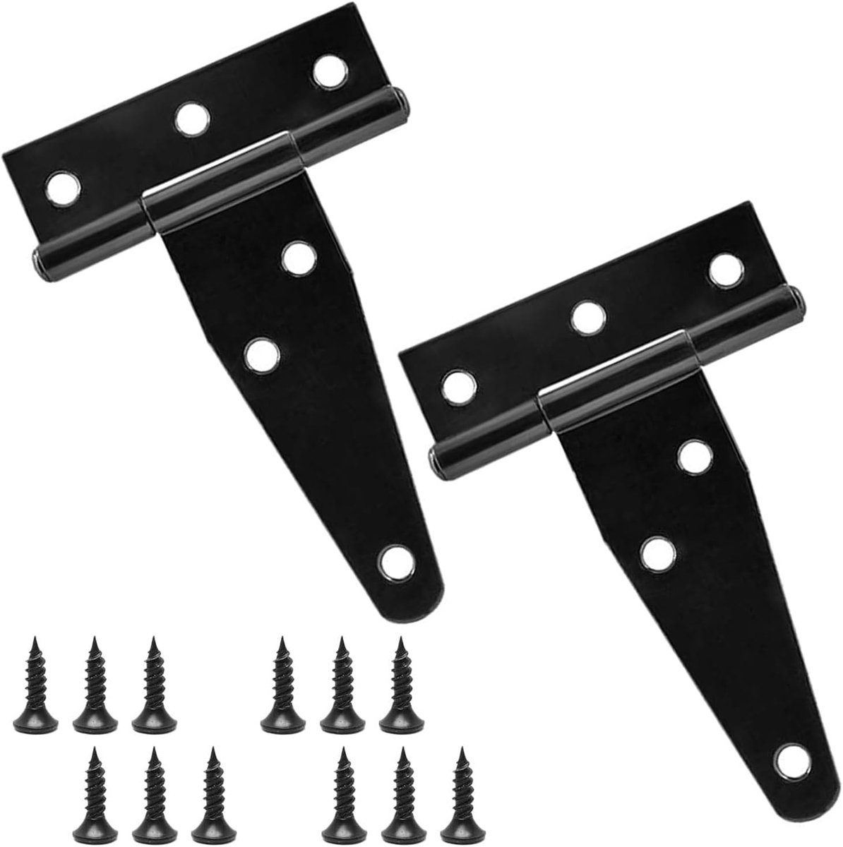 Scharnieren, 2 stuks, 75 mm, zware belasting, zwart, 6 gaten, 270 hoeken, draaibereik, deurscharnier, staal, voor ramen, houten kisten, kasten, tuinpoort