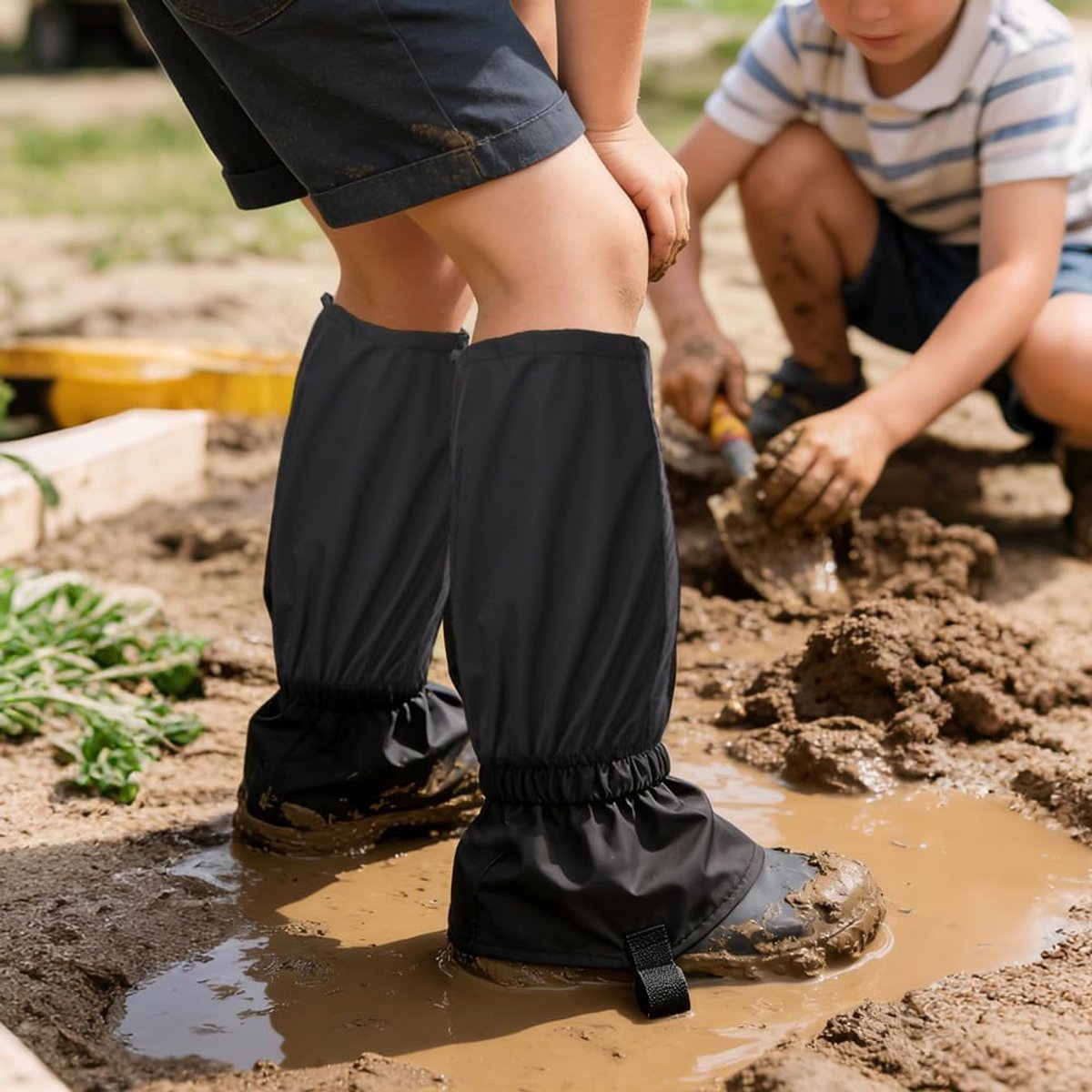 beenkappen voor kinderen, verstelbare waterdichte ademende beenbescherming, voor kinderen, wandelbeenkappen voor wandelen, skiën, trekking, klimmen (zwart)