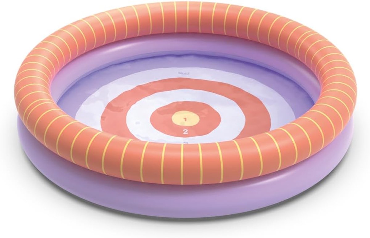 - Dippy - Opblaasbaar zwembad van premium pvc (0,30 mm) – speels en design vanaf 2 jaar – 120 cm diameter – rond opblaasbaar kinderbad 2 tochtstoppers (lavendel)