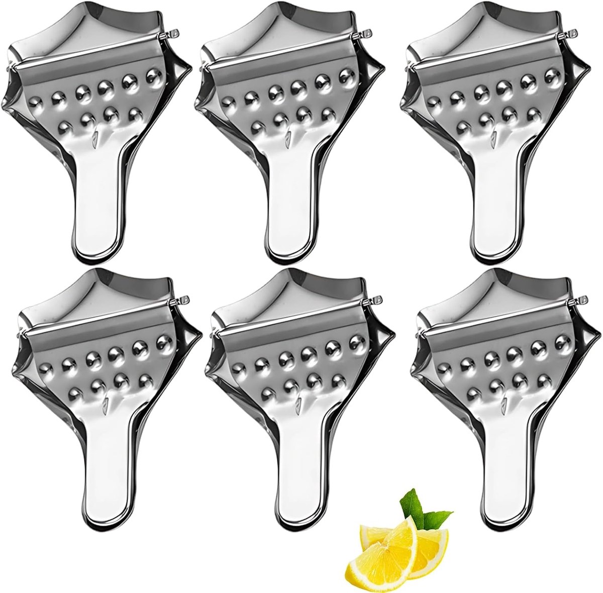6 stuks kleine citroenpers, handmatige sapcentrifuge van roestvrij staal, citroenpers, handpers, efficiënte sapopbrengst voor keuken, restaurant, bar
