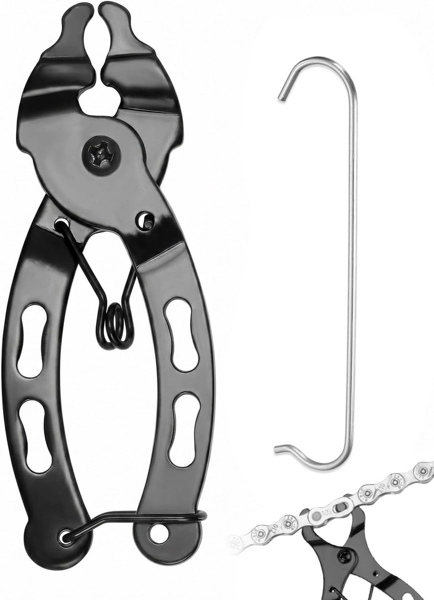 Kettingbrekerset voor fiets, metaal, 2-in-1 met haken, universeel gereedschap voor het openen en sluiten van de ketting, snelle snelheid, professionele reparatie.