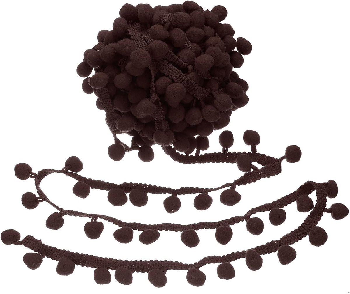 Pom Trim lint 2,5 cm breed donkerbruin pompom franjes naaien franjes stof band voor doe-het-zelf knutselen gordijnen jurken kussens woonaccessoires 13 mm