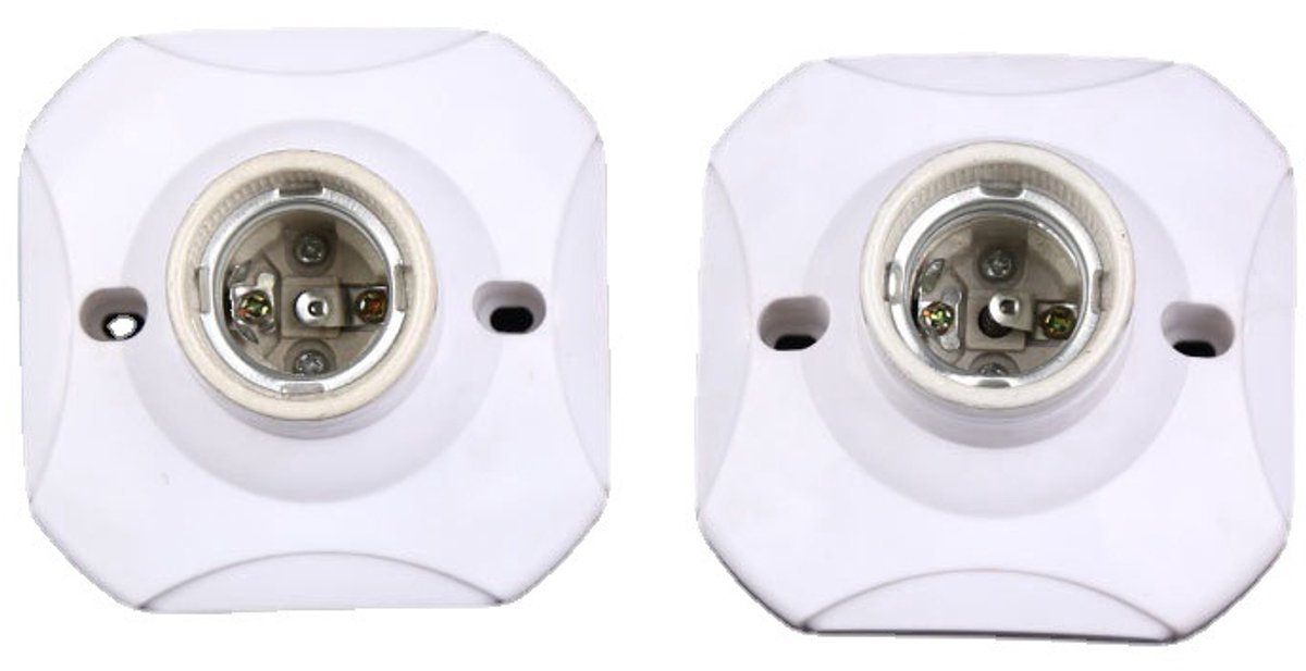 E27 lamphouder - Keramische lampvoet - Vierkante opbouwlamphouder met schroefbevestiging - Verlichtingsaccessoires.