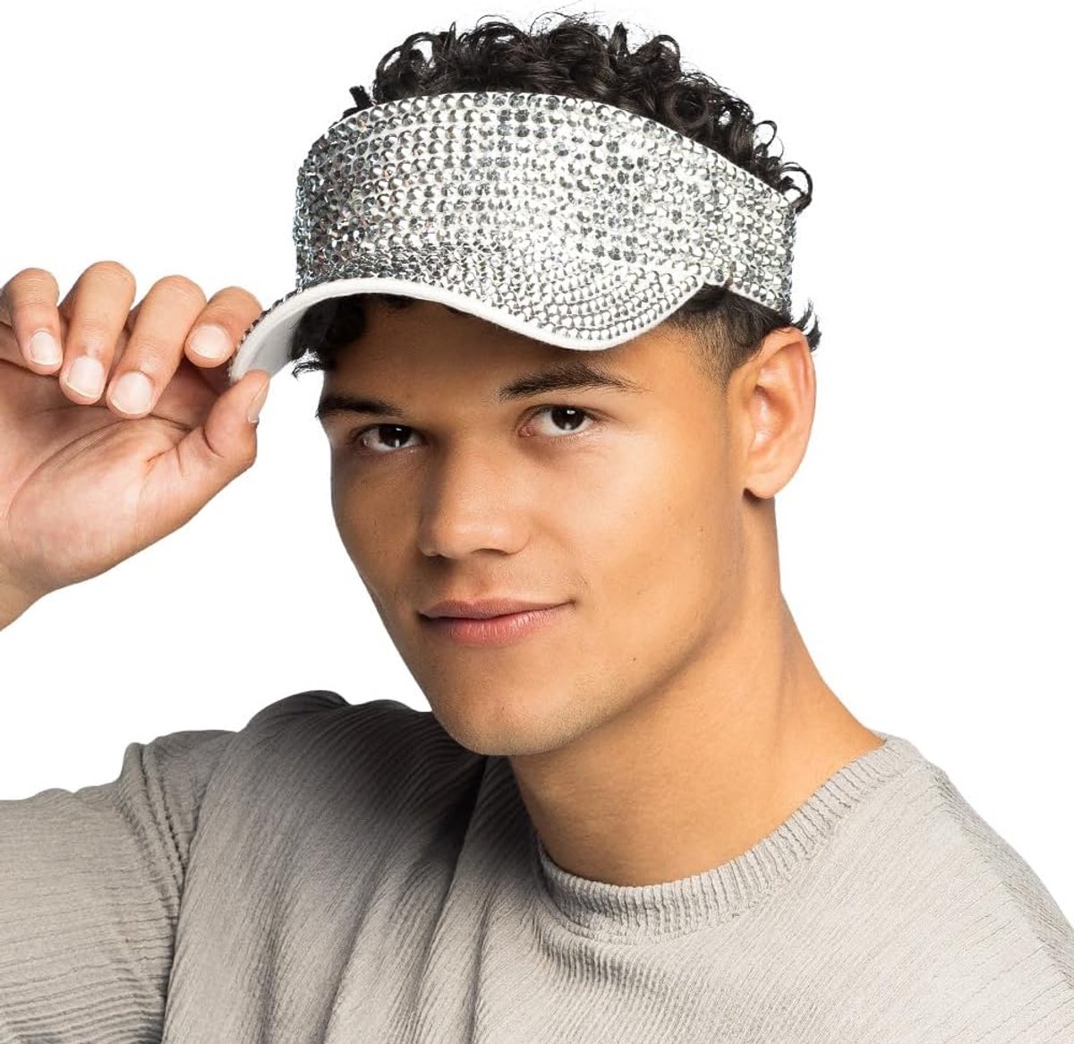- Zonneklep Glam, pet voor volwassenen, jaren 90-pet voor festival, carnaval of retro themafeest