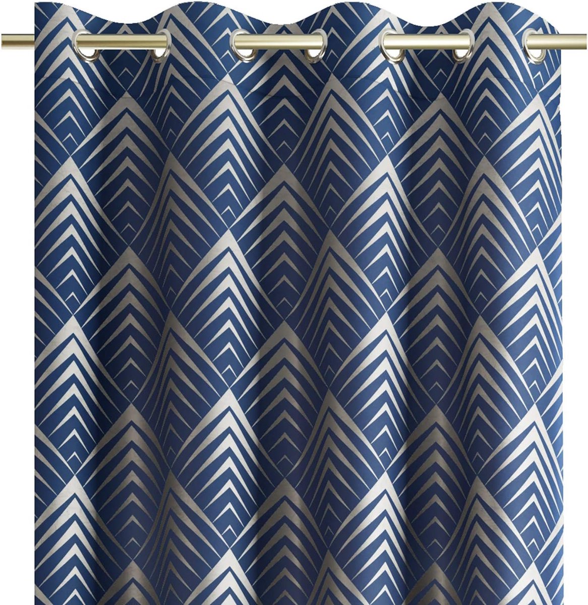 Gordijn 140x250 cm oogjessjaal metallic patroon raamdecoratie decoratief gordijn piramides donkerblauw