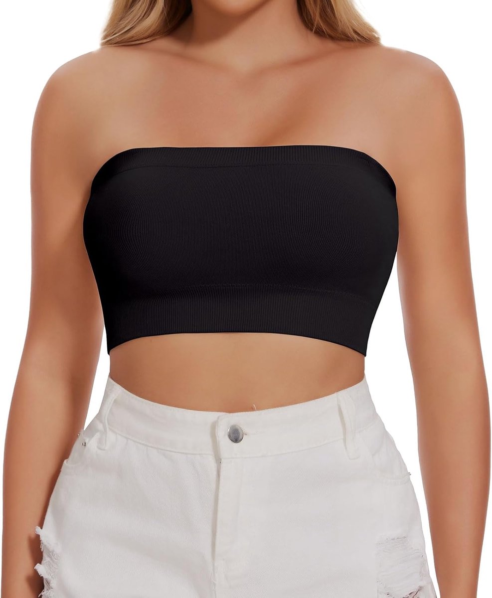 Naadloze bandeau beha zonder beugel beha tube top push-up schoudervrij crop top bovendeel