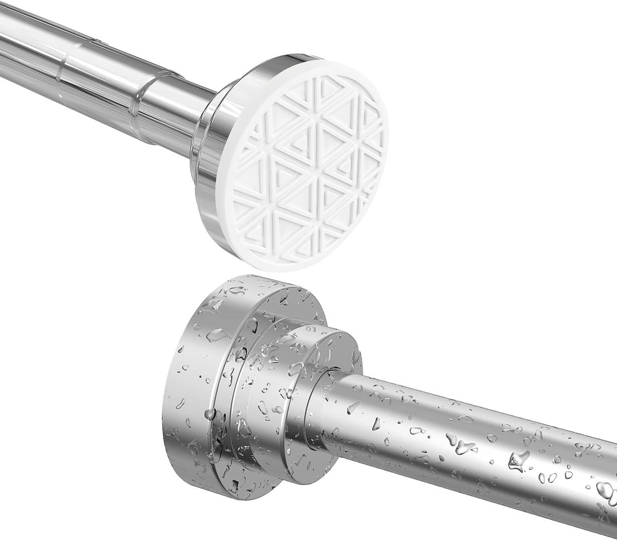 Uitschuifbaar 48-133cm Geen Boor Roestvrij Staal 304 Gordijnstang Telescoopstang Zilveren anti-slippend & Nooit roesten voor Ramen, Kast, Deur