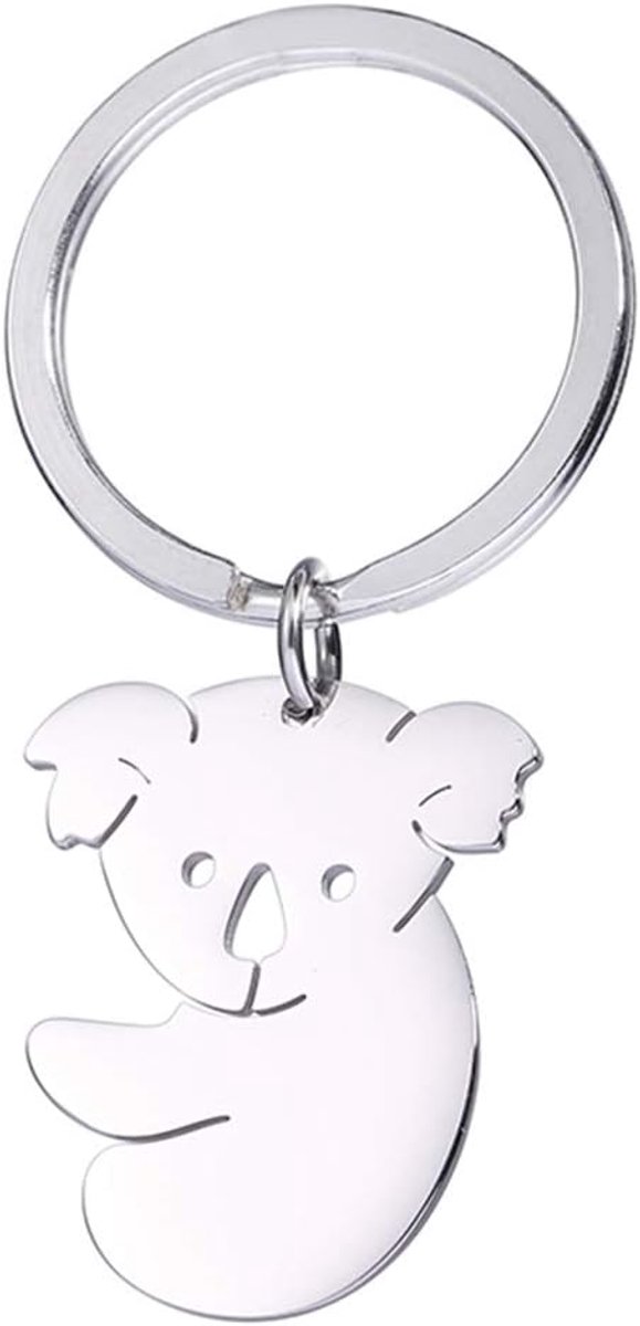 Rvs Hollow Ontwerp Zoete Koala Beer Charm Sleutelhanger Mooie Animal Charm Sleutelhangers Voor Handtas Tas Decoratie, Zilver, W25/H32