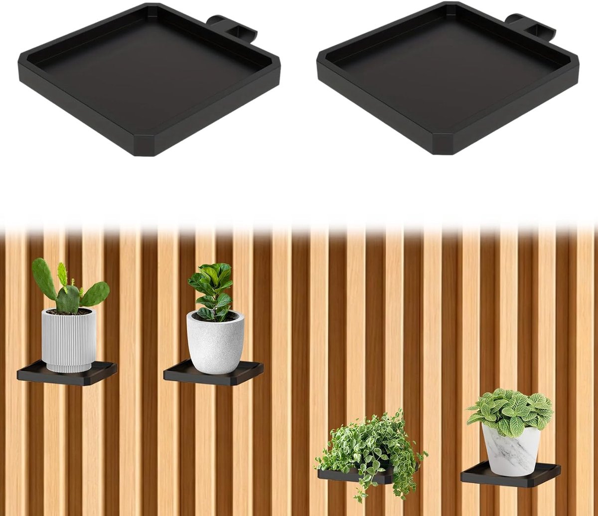 panelen accessoires, 2 stuks akoestische panelen plantenhouder zonder boren, wandhouder planten 10,8 × 10,8 cm, plantenbak voor wandpanelen bloemen/planten/decoratieve artikelen