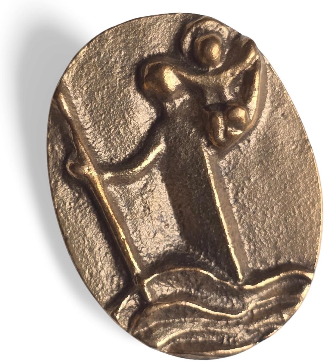 Christoffel voor de auto om op te plakken, 3 x 4 cm, massief echt brons goud voor beginners, beschermpatron voor de nieuwe auto