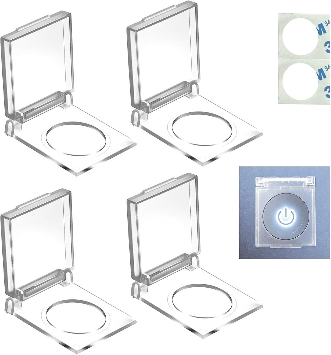4 stuks knopafdekkingen voor 22 mm schakelaar, waterdichte stofdichte beschermhoes, voor power-drukknopschakelaar, lichtschakelaar, kinderbeveiliging, transparant