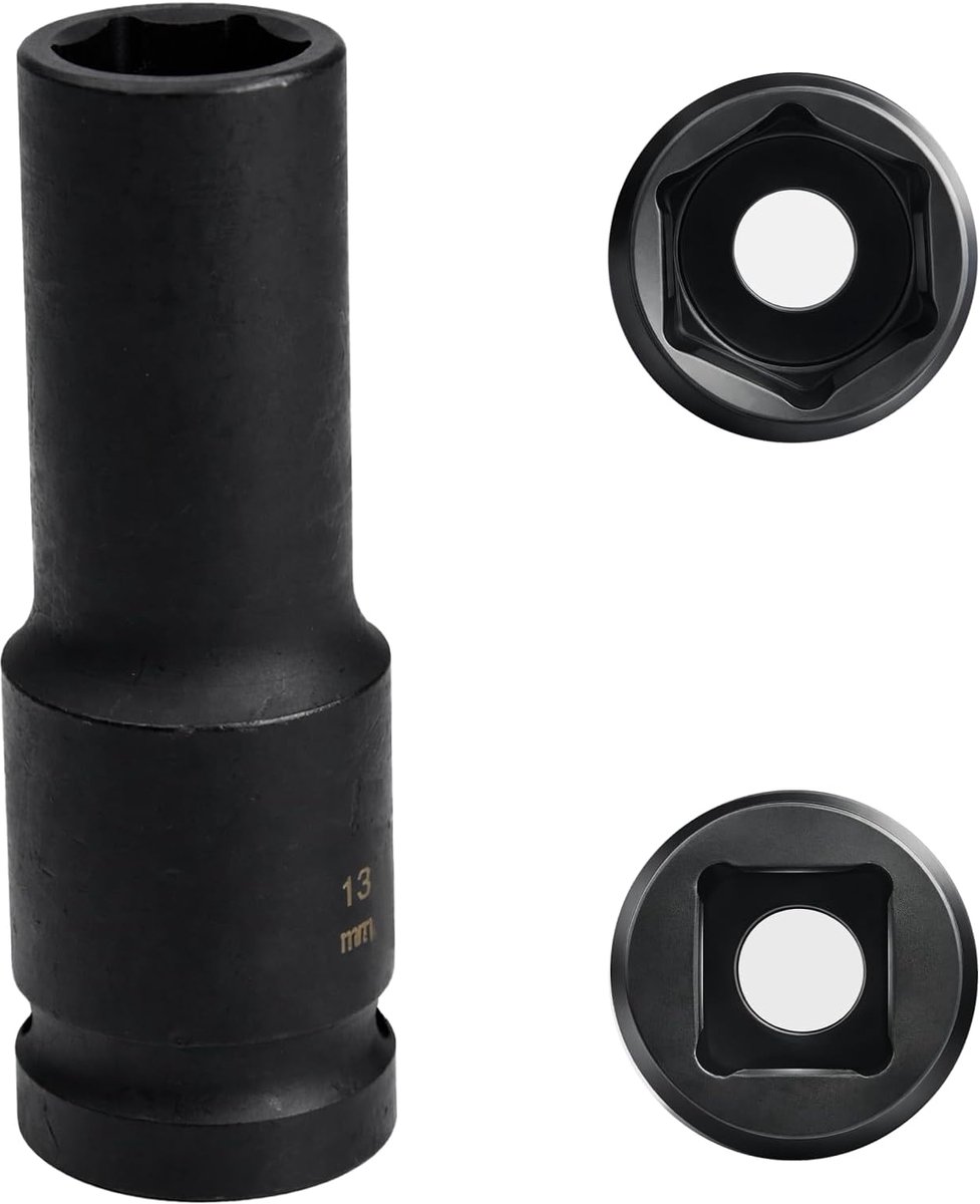 1/2" lange zeskantige dopsleutel 13 mm, dopsleutel 13 mm 1/2, lengte 78 mm, chroom-molybdeen-staal, CR-MO (13 mm)
