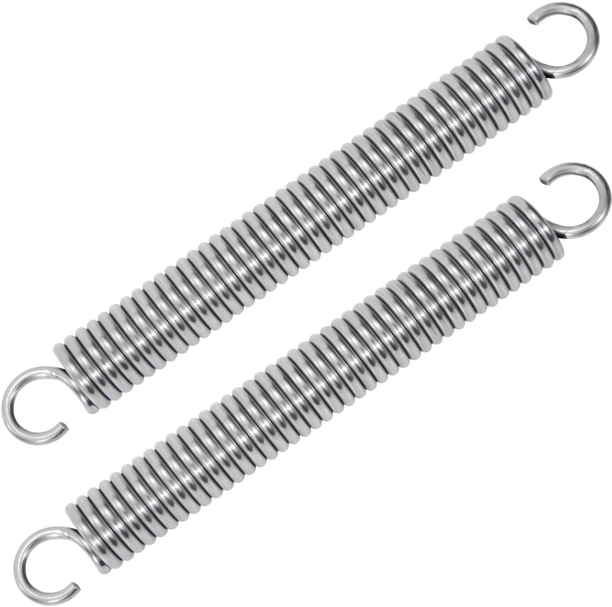Trekveren met haak, roestvrij staal, trekveer, spanveer, 150 mm, buitendiameter 18 mm, draaddiameter 2,9 mm, maximale trekkracht 24 kg, 2,9 x 18 x 150 mm, 2 stuks