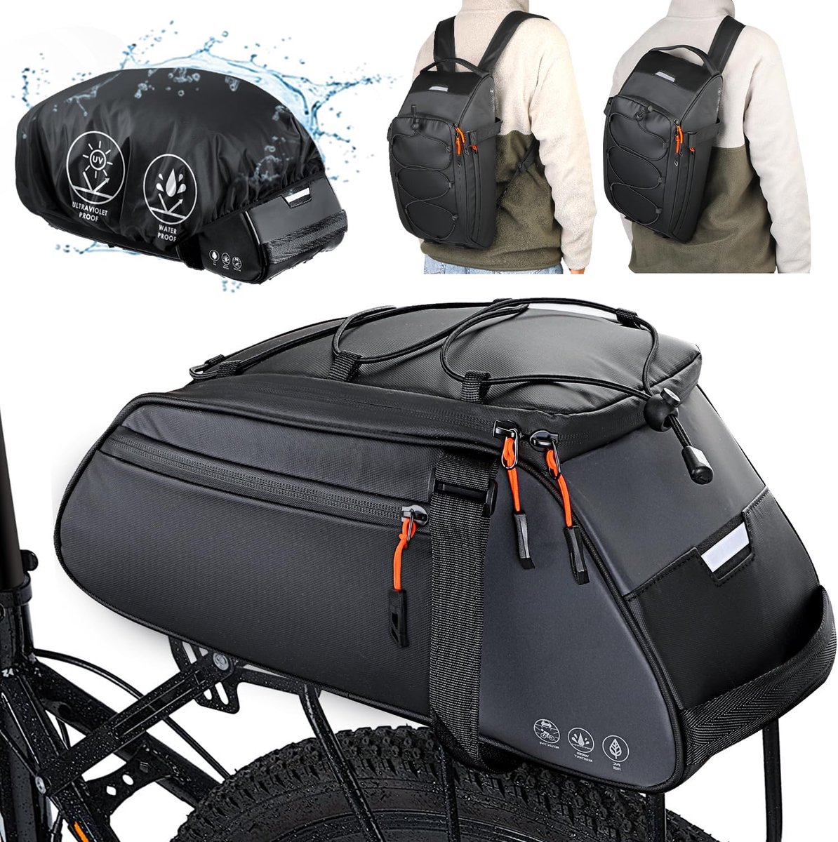 Bagagedragertas voor op de bagagedrager, waterdicht, 10 liter, multifunctionele bagagedrager met schouderriem