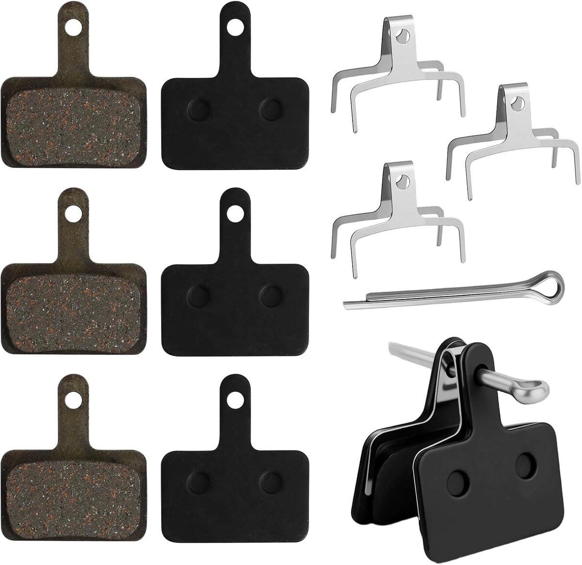 5 paar remblokken fiets schijfrem, fietsremblokken, remblokken fiets schijfrem voor B01S B03S B05S MTB City Bikes, incl. pennen en veren